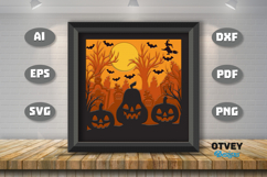 Halloween Scene 3D Shadow Box Layered Papercut SVG Product Image 1