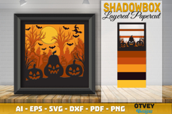 Halloween Scene 3D Shadow Box Layered Papercut SVG Product Image 2