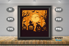 Halloween Scene 3D Shadow Box Layered Papercut SVG Product Image 2