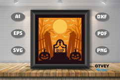 Halloween Scene 3D Shadow Box Layered Papercut SVG Product Image 2