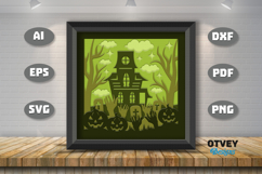 Halloween Scene 3D Shadow Box Layered Papercut SVG Product Image 1