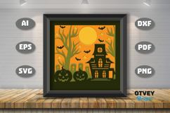 Halloween Scene 3D Shadow Box Layered Papercut SVG Product Image 2