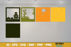 Halloween Scene 3D Shadow Box Layered Papercut SVG Product Image 3