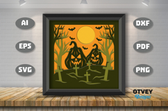Halloween Scene 3D Shadow Box Layered Papercut SVG Product Image 1