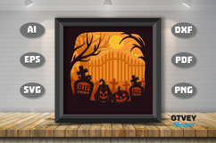 Halloween Scene 3D Shadow Box Layered Papercut SVG Product Image 2