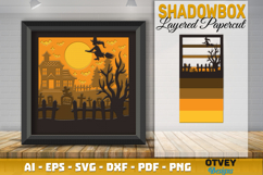 Halloween Scene 3D Shadow Box Layered Papercut SVG Product Image 2