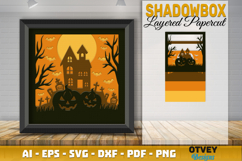 Halloween Scene 3D Shadow Box Layered Papercut SVG Product Image 2