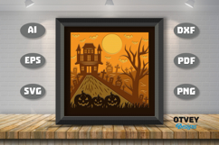 Halloween Scene 3D Shadow Box Layered Papercut SVG Product Image 2