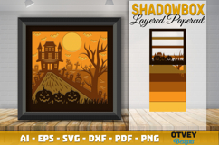 Halloween Scene 3D Shadow Box Layered Papercut SVG Product Image 1