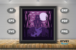 Halloween Scene 3D Shadow Box Layered Papercut SVG Product Image 1