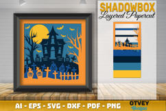 Halloween Scene 3D Shadow Box Layered Papercut SVG Product Image 2