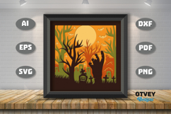 Halloween Scene 3D Shadow Box Layered Papercut SVG Product Image 2