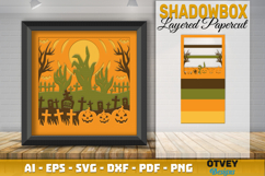 Halloween Scene 3D Shadow Box Layered Papercut SVG Product Image 2