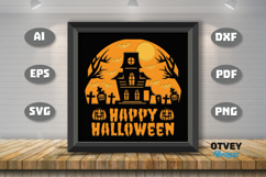 Halloween Scene 3D Shadow Box Layered Papercut SVG Product Image 2