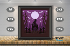 Halloween Scene 3D Shadow Box Layered Papercut SVG Product Image 1
