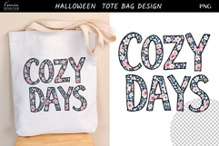 Cozy Days Tote Bag PNG | Fall Floral Design Product Image 1