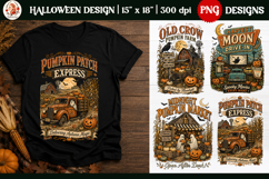 Vintage Pumpkin Halloween Sublimation, Ghost Pumpkin Farm Product Image 1