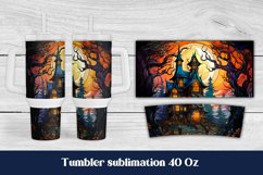 Halloween sublimation tumbler design wrap 40 Oz, Halloween haunted house tumbler wrap 40 Oz, Halloween house illustration PNG, Halloween sublimation PNG.