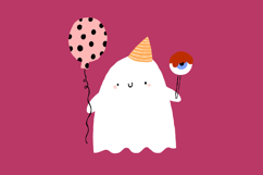 Cute Halloween Ghost Clipart - Kawaii Spooky Digital PNG Product Image 4