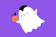 Cute Halloween Ghost Clipart - Kawaii Spooky Digital PNG Product Image 5