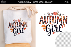 Autumn Girl Tote Bag Sublimation PNG | Fall Floral Design Product Image 1