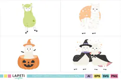 Halloween animal clipart with colorful kid friendly character designs