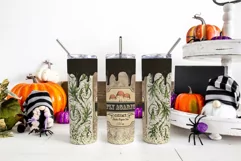 Halloween Apothecary Label Skinny Tumbler Sublimation Design