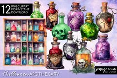 Halloween Apothecary Watercolor Clipart Magic Potion Bottle
