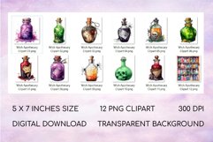 Halloween Apothecary Watercolor Clipart Magic Potion Bottle