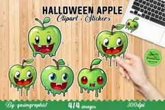 Halloween Apple Green Stickers, Cute Kawaii Stickers, Green Apple Stickers, creepy stickers, cute halloween stickers, halloween skulls, halloween stickers, kawaii halloween stickers, printable halloween stickers, skull cartoon characters, skull stickers, 