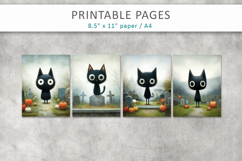 black cat illustration, textured brush strokes Product Image 2