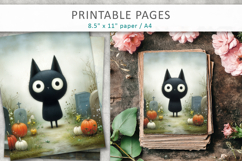 black cat illustration, textured brush strokes Product Image 3