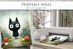 black cat illustration, textured brush strokes Product Image 4