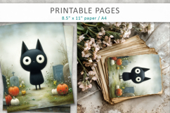black cat illustration, textured brush strokes Product Image 5