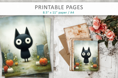 black cat illustration, textured brush strokes Product Image 1