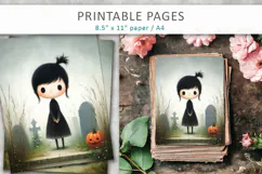 halloween girl journal page, oil painting halloween Product Image 1