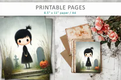 halloween girl journal page, oil painting halloween Product Image 4
