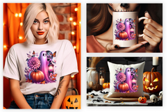 Halloween Autumn Ghost Pumpkin Clipart PNG Sublimation Product Image 3