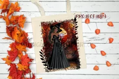 Halloween Autumn Witch PNG Graphic Black Hair Design Product Image 4