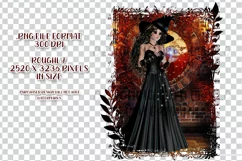 Halloween Autumn Witch PNG Graphic Dark Hair Design Product Image 2