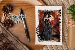 Halloween Autumn Witch PNG Graphic Dark Hair Design Product Image 8