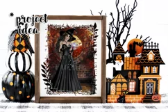 Halloween Autumn Witch PNG Graphic Dark Hair Design Product Image 4