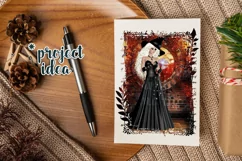 Halloween Autumn Witch PNG Graphic Platinum Hair Design Product Image 7