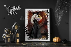 Halloween Autumn Witch PNG Graphic Platinum Hair Design Product Image 4