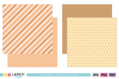 Halloween baby pumpkin pastel digital papers with diagonal stripes, polka dots and hearts.