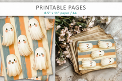 Halloween Junk Journal Backgrounds, halloween ghosts Product Image 5