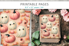 Cute Halloween Junk Journal Backgrounds, craft paper Product Image 3