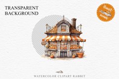 Halloween Bakery Stand Storefront Clipart PNG Scrapbooking Fairy Tale Art Image Watercolor Transparent Print illustration sublimation creepy printable digital watercolor halloween bakery stand, spooky clipart, sublimation nursery, Creepy Witch art, storef