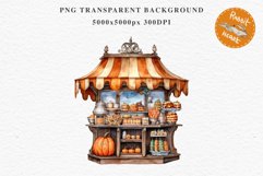 Halloween Bakery Stand Storefront Clipart PNG Scrapbooking Fairy Tale Art Image Watercolor Transparent Print illustration sublimation creepy printable digital watercolor halloween bakery stand, spooky clipart, sublimation nursery, Creepy Witch art, storef