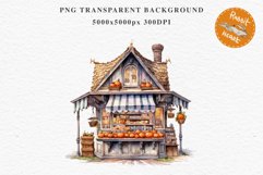 Halloween Bakery Stand Storefront Clipart PNG Scrapbooking Fairy Tale Art Image Watercolor Transparent Print illustration sublimation creepy printable digital watercolor halloween bakery stand, spooky clipart, sublimation nursery, Creepy Witch art, storef
